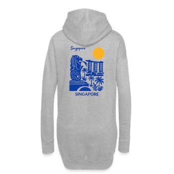 Blue Merlion Skyline Singapour - Sweat-shirt à capuche long Femme - gris chiné - Dos