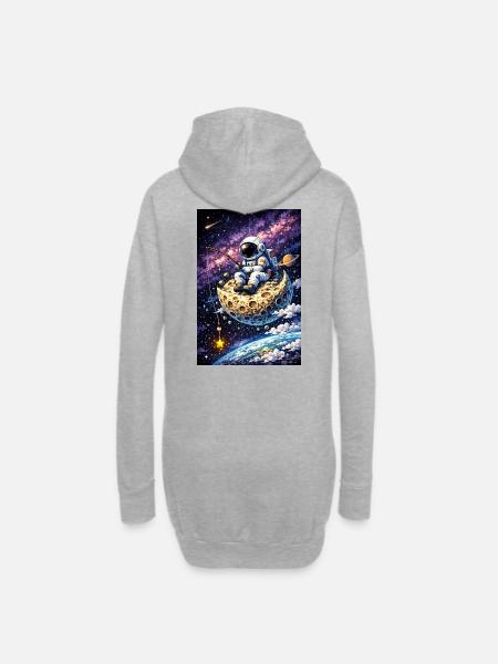 Astralfischen auf dem Mond - Hoodie-Kleid - Grau meliert
