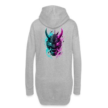 Neon Cyber Oni Mask - Hoodie-Kleid - Grau meliert - Hinten