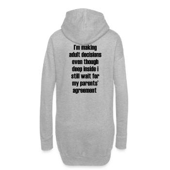 Ironische, lustige Lebensinschrift - Hoodie-Kleid - Grau meliert - Hinten
