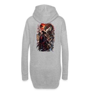 Drachenkrieger am Tsukimi-Schrein - Hoodie-Kleid - Grau meliert - Hinten
