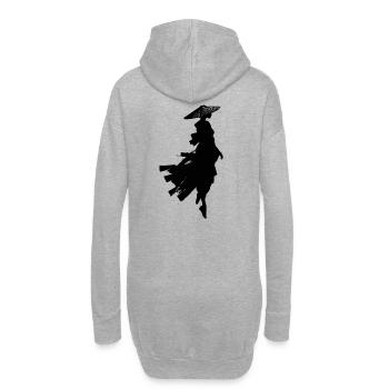 Sorcière en vol silhouette mystique - Sweat-shirt à capuche long Femme - gris chiné - Dos