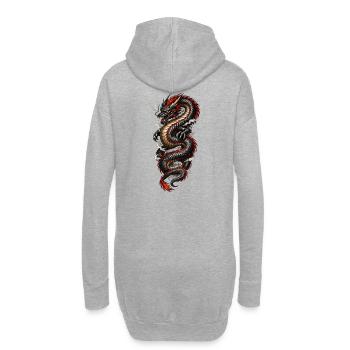 Roter und Schwarzer Drache - Hoodie-Kleid - Grau meliert - Hinten