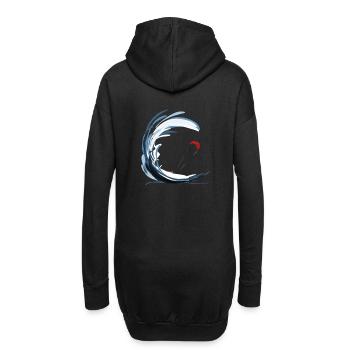 Kitesurfen auf den Wellen - Hoodie-Kleid - Schwarz - Hinten