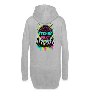 Soirée du festival de foule Music Techno Rave - Sweat-shirt à capuche long Femme - gris chiné - Dos