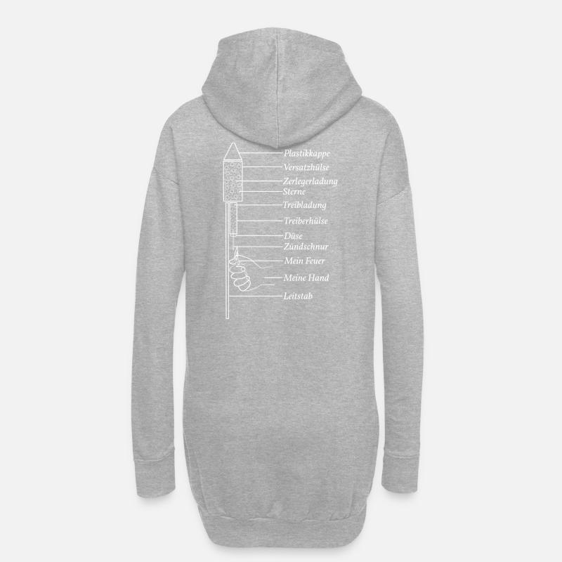 Silvester Pyro Rakete - Hoodie-Kleid - Grau meliert