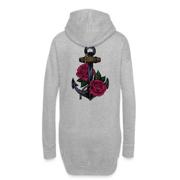 Ancre et roses - Sweat-shirt à capuche long Femme - gris chiné - Dos