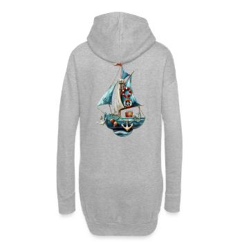 Voilier maritime bleu vintage - Sweat-shirt à capuche long Femme - gris chiné - Dos
