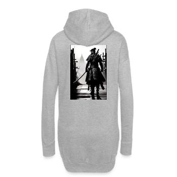 Samurai Schwarz und Weiß Design - Hoodie-Kleid - Grau meliert - Hinten