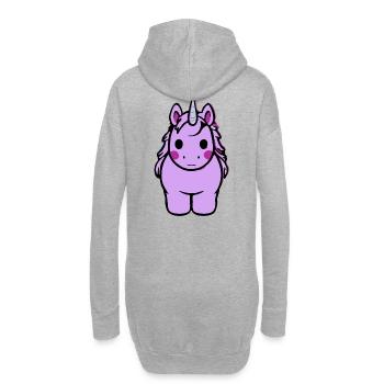 Pastell Einhorn Cartoon Kuscheltier - Hoodie-Kleid - Grau meliert - Hinten