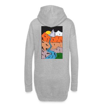 Gebirgsfluss Sonnenuntergang Panorama - Hoodie-Kleid - Grau meliert - Hinten