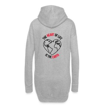 Das Herz des Lebens, ist die Erde(schwarz) - Hoodie-Kleid - Grau meliert - Hinten