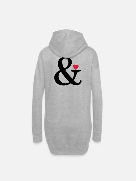 Ampersand Herz - Liebe Geschenk Zeichen der Liebe - Hoodie-Kleid - Grau meliert