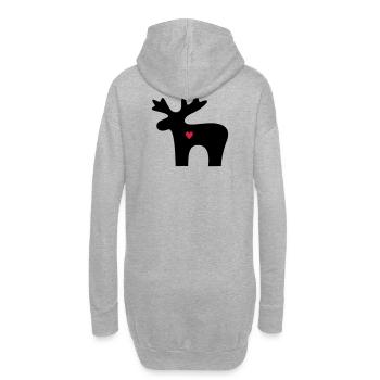 Moose coeur amour silhouette noel - Sweat-shirt à capuche long Femme - gris chiné - Dos