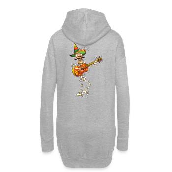 Squelette mexicain jouant la guitare - Sweat-shirt à capuche long Femme - gris chiné - Dos