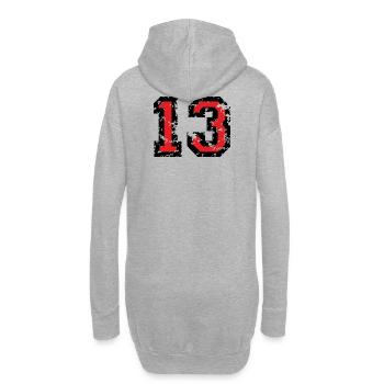 Zahl 13 - Nummer 13 (Vintage Rot) Nr.13 - Hoodie-Kleid - Grau meliert - Hinten