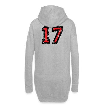 Zahl 17 - Nummer 17 (Vintage Rot) Nr.17 - Hoodie-Kleid - Grau meliert - Hinten