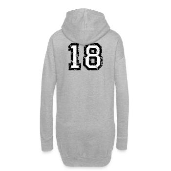 Zahl 18 - Nummer 18 (Vintage Weiß) Nr.18 - Hoodie-Kleid - Grau meliert - Hinten