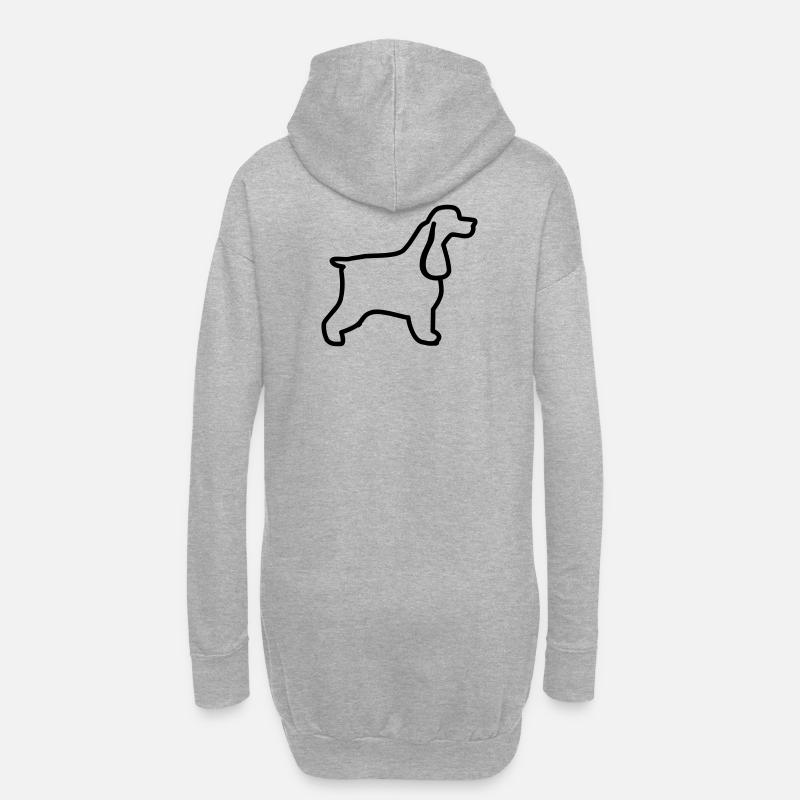 Plan cocker anglais - Sweat-shirt à capuche long Femme - gris chiné