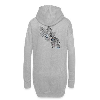 Visages de chien et de fille - Sweat-shirt à capuche long Femme - gris chiné - Dos