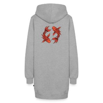 Carpe rouge – Rêve d’eau asiatique - Sweat-shirt à capuche long Femme - gris chiné - Dos
