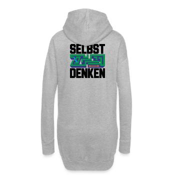 Selbst denken = Eigenständigkeit - Hoodie-Kleid - Grau meliert - Hinten