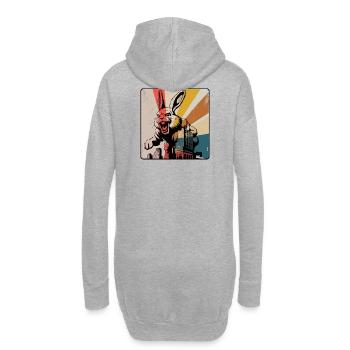Wütender Horror Hase Retro-Urban - Hoodie-Kleid - Grau meliert - Hinten