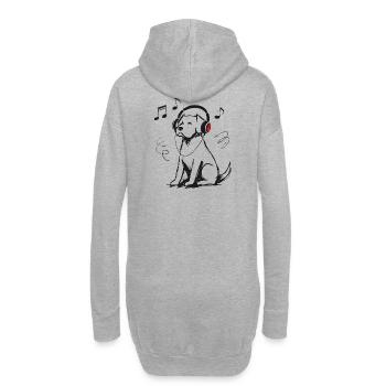 Casque pour chiens Croquis Musique Cadeau pour chien - Sweat-shirt à capuche long Femme - gris chiné - Dos