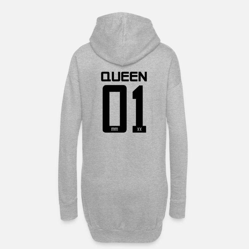 King - Queen Geschenk Geschenkidee - Hoodie-Kleid - Grau meliert