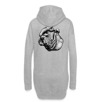 English Bulldog - Hoodie-Kleid - Grau meliert - Hinten