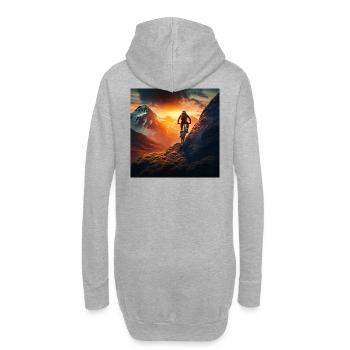 Cyclistes VTT au coucher du soleil en descente - Sweat-shirt à capuche long Femme - gris chiné - Dos