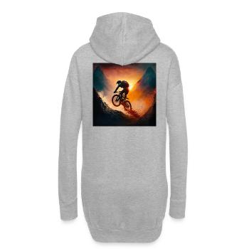 Sonnenuntergang Mountainbiker in den Bergen gemalt - Hoodie-Kleid - Grau meliert - Hinten