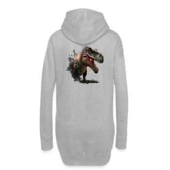 Ein echter Dino-König: Der T-Rex in Aktion - Hoodie-Kleid - Grau meliert - Hinten
