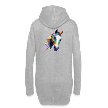 Mosaik-Pferd - Hoodie-Kleid - Grau meliert - Hinten