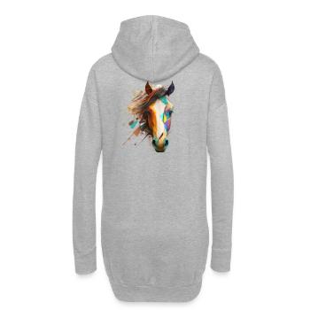 Ein einzigartiges Pferd-Mosaik Design - Hoodie-Kleid - Grau meliert - Hinten