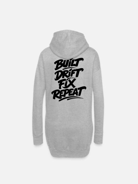 Built Drift Fix Repeat v2 - Hoodie-Kleid - Grau meliert