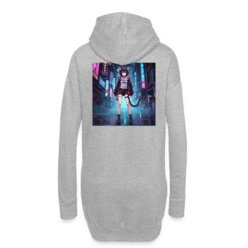 Chat néon dans le quartier cyber - Sweat-shirt à capuche long Femme - gris chiné - Dos