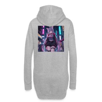 Neko Cyber Héros Neon Town - Sweat-shirt à capuche long Femme - gris chiné - Dos