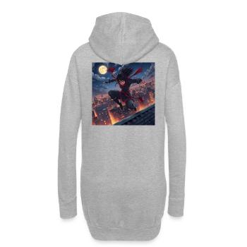 Mondnacht Sprung über Dächer - Hoodie-Kleid - Grau meliert - Hinten