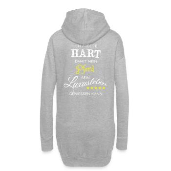 Ich arbeite hart - Pferd - Hoodie-Kleid - Grau meliert - Hinten