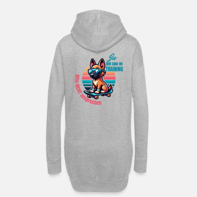Hunde Training - Hoodie-Kleid - Grau meliert