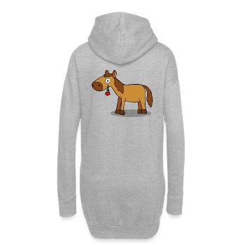 Pferd mit Blume - Comic - Hoodie-Kleid - Grau meliert - Hinten
