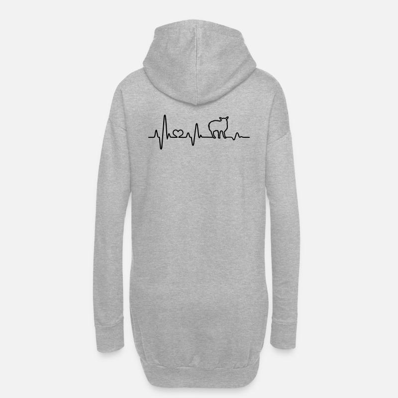Schaf Schafbock Schäfer Geschenkidee Herzschlag - Hoodie-Kleid - Grau meliert