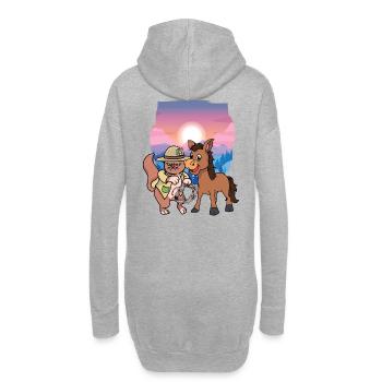 Grimmig Katze Wilder Westen Katzen Reiter Reiterin - Hoodie-Kleid - Grau meliert - Hinten