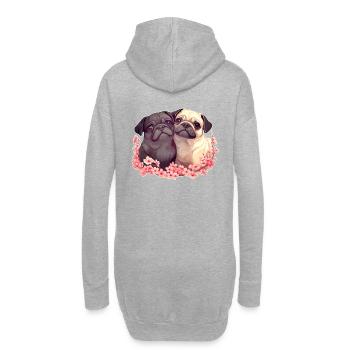 Couple de carlins mignons - Sweat-shirt à capuche long Femme - gris chiné - Dos