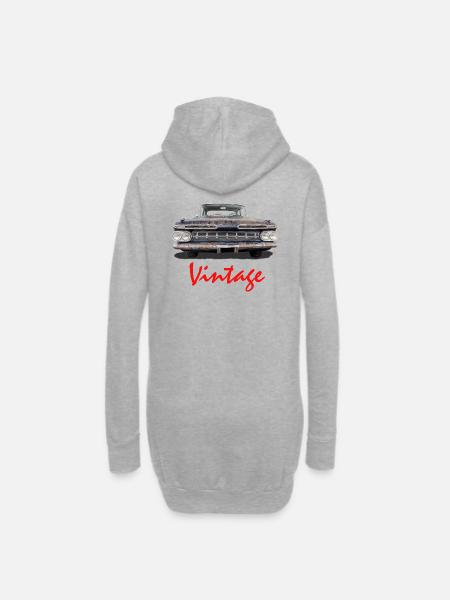 Vintage Car red - Hoodie-Kleid - Grau meliert