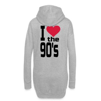 I love the 90's Herz 90er Jahre Fan 90s Musik - Hoodie-Kleid - Grau meliert - Hinten