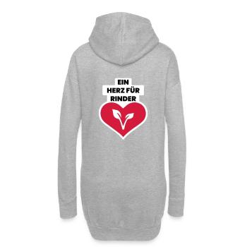 cooler Spruch vegan Rinder Herz Geschenk - Hoodie-Kleid - Grau meliert - Hinten