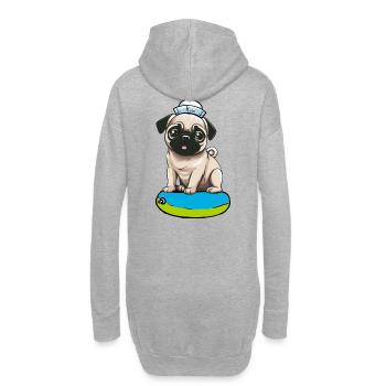 Mops Hund Hunde Seemann Matrose Moin Kinder Kind - Hoodie-Kleid - Grau meliert - Hinten