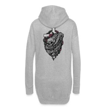 Motif crâne - Sweat-shirt à capuche long Femme - gris chiné - Dos